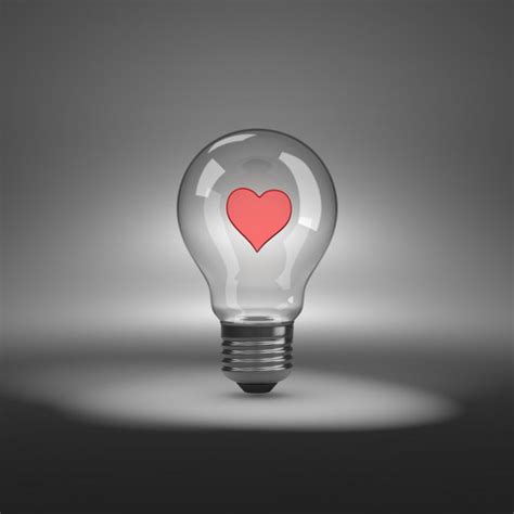 Light Bulb Red Heart Isolated Pink Pastel Background Idea Inspiration