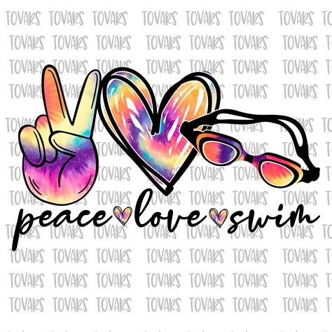 Peace Love Swim Tie Dye Sublimaation Descarga Digital Swim Etsy