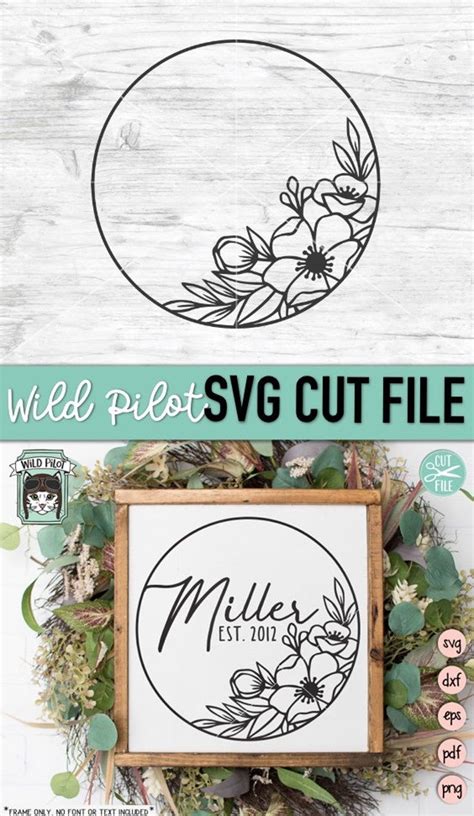 Flower Frame SVG Wreath SVG File Flower Wreath Svg Round Etsy