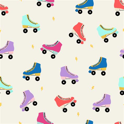 Seamless Pattern With Different Color Roller Skates Cute Repeated