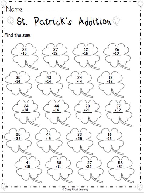 Free 1st Grade Math Worksheet St Patricks Addition Made By Teachers