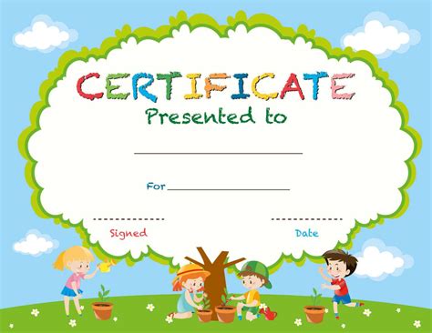 Certificate Template With Kids Planting Trees Download Inside