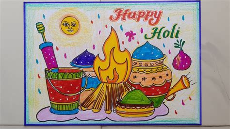 Holi Drawing Easy Stepsholi Poster Drawing Ideahow To Draw Holi