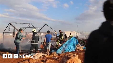 Syria Conflict Air Strike On Refugee Camp Kills 28 Bbc News