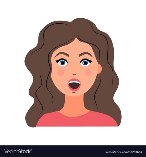 Young Woman Is Surprised With Her Mouth Open Vector Image
