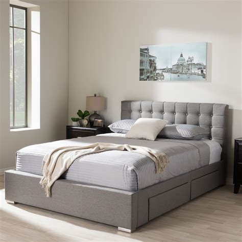 Cal King Size Storage Bed Low Profile Platform Bed With Drawers In White Homary
