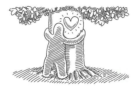 Human Figure Hugging Tree Drawing Greeting Card For Sale By Frank Ramspott