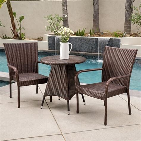 Buy Kory Outdoor 3pc Multibrown Wicker Bistro Set By Gdf Studio On Dot And Bo