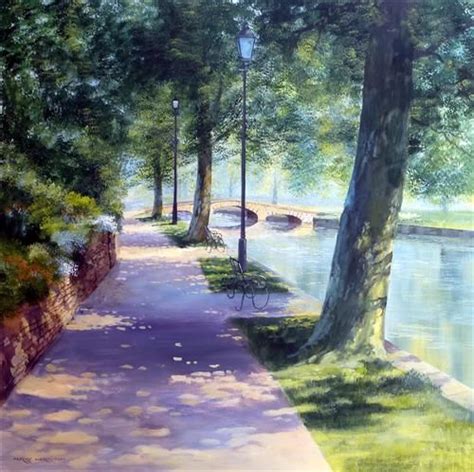 Riverside Walk Acrylic On Canvas 40 X 40 Inches Terry Harrison Canvas