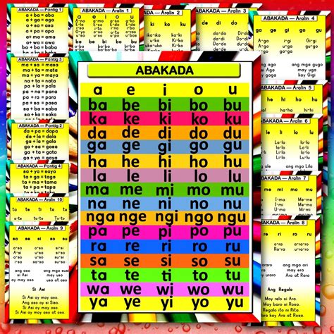 Abakada Educational Chart Laminated Unang Hakbang Sa Pagbasa Set 5pages