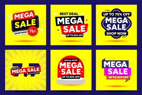 Mega Sale Banner Template Design Big Deal Promotion Special Offer For