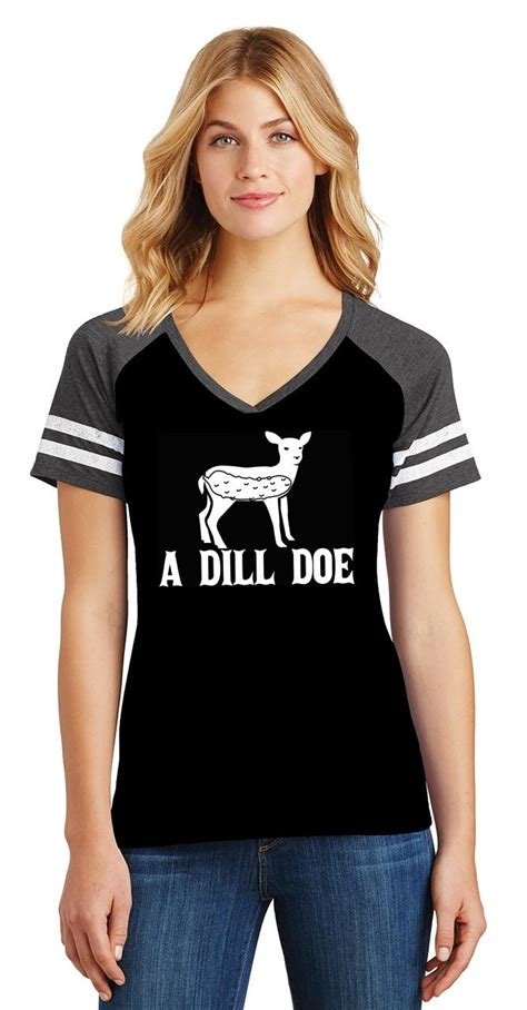 Ladies A Dill Doe Game V Neck Tee Deer Animal Sex College Ebay