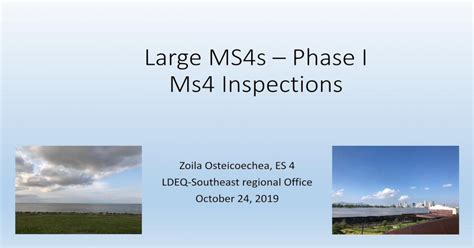 Large Ms4s Phase I Ms4 Inspections · Zoila Osteicoechea Es 4 Ldeq