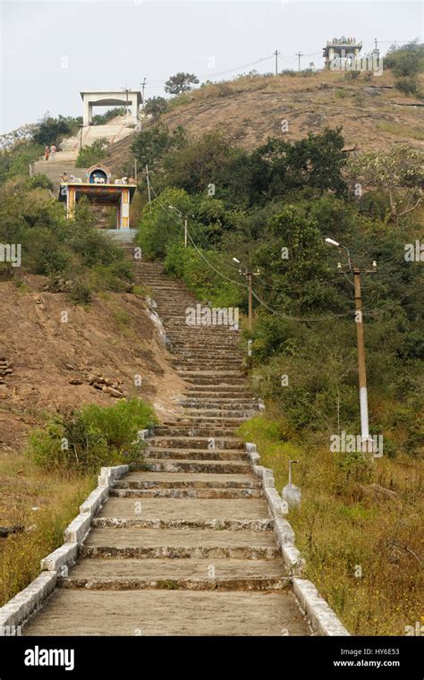 Stairway To A Hindi Temple Near Ettimadai Southern India Stock Photo