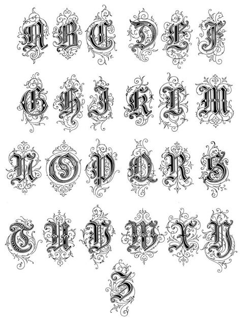 Gothic Letters Karens Whimsy Typography Alphabet Tattoo Lettering
