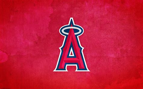 Download Los Angeles Angels Logo On Red Paint Wallpaper