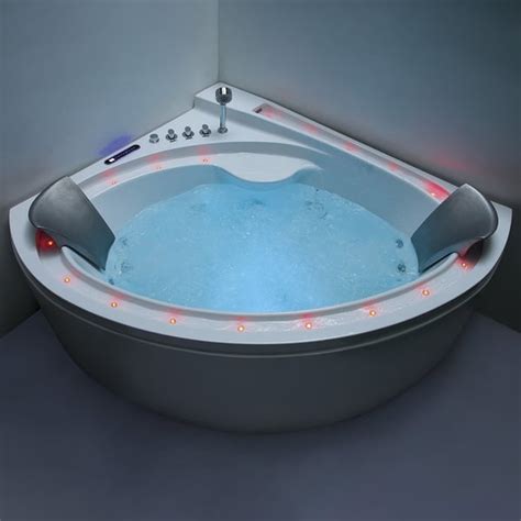 1700mm Led Acrylic Sector Whirlpool Water Massage 1 Sided Apron Bath In White Homary
