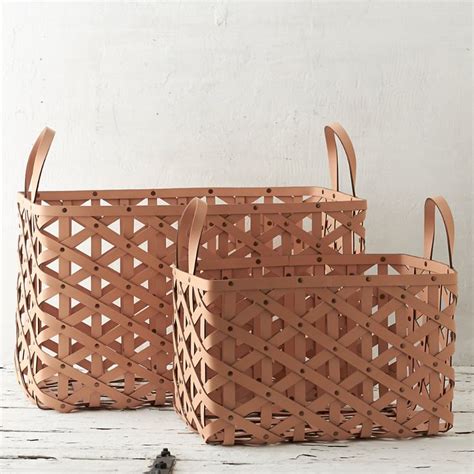 Woven Leather Basket Leather Craft Basket Weaving Weaving