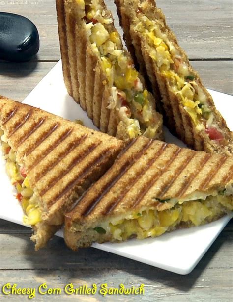 Cheesy Corn Grilled Sandwich Recipe By Tarla Dalal