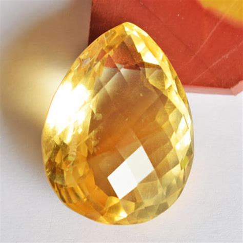 Natural Yellow Citrine Cabochon Faceted Cut Stone Pear Etsy