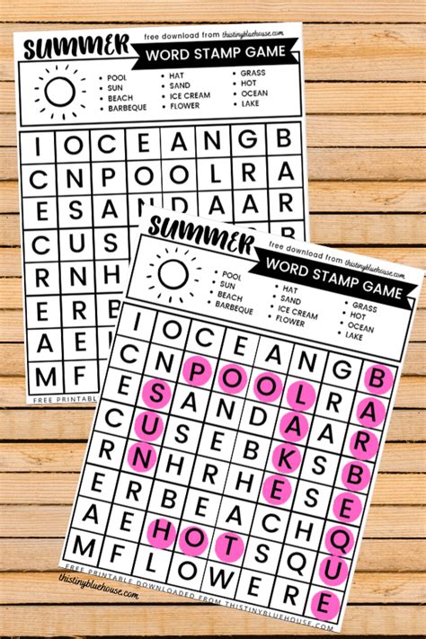 Free Summer Bingo Stamper Printable 1 Screen Free Summer Activity For