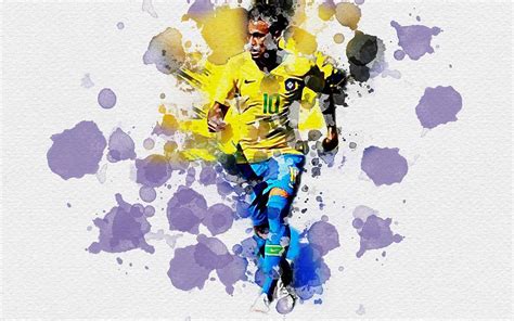 Neymar Jr Art Brazil National Football Team And Splashes Of Paint Art