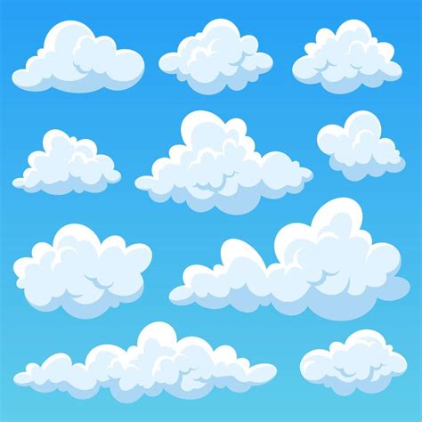 Cartoon Clouds In The Blue Sky Vector Collection Vector Art At Vecteezy