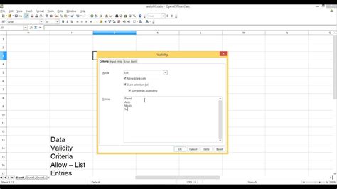 How To Create A List In Open Office Openoffice Calc Spreadsheet Youtube