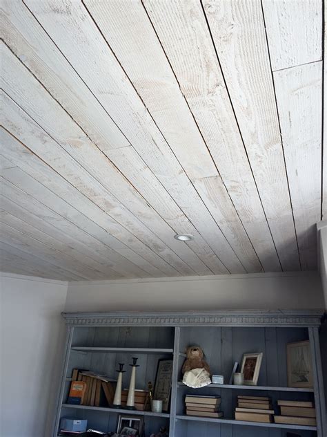 Nursery Ceiling Whitewashed Planks Rough Side Home Ceiling