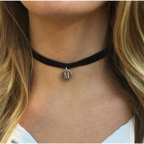 Monogram Leather Choker Necklace Black And Silver The Personal Exchange