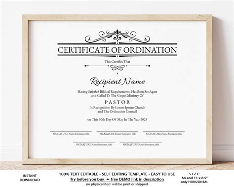 Free Ordination Certificate Template Certificate Templates Printable