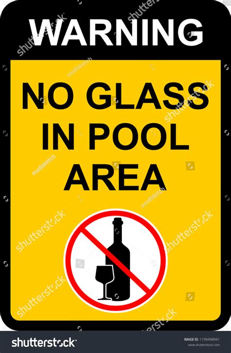 Warning No Glass Pool Area Stock Vector Royalty Free 1199498941