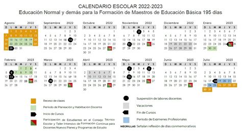 Calendario Sep 2022 2023 De La Conamer Educacion Normal Material