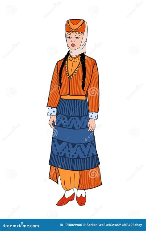 Traditional Woman Standing And Wearing Turkish Culture Clothes