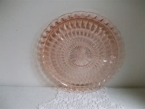 Pink Depression Glass Large Round Serving Platter Etsy