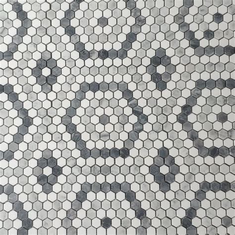 Carrara White Marble 1 Inch Hexagon Riverside Drive Mosaic Tile W
