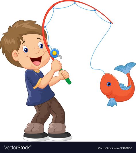 Cartoon Boy Fishing Royalty Free Vector Image Vectorstock