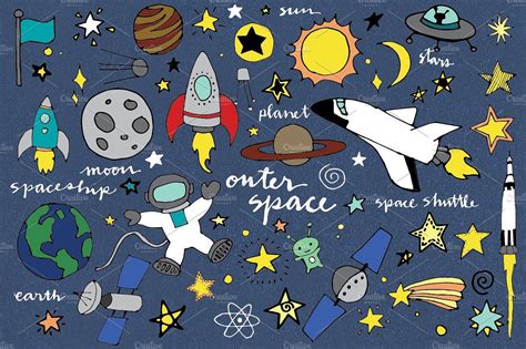Hand Drawn Outer Space Illustrations Wall Making Posters Art Space