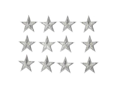 One Dozen 12 Embroidered Silver Edged Stars Iron On Etsy