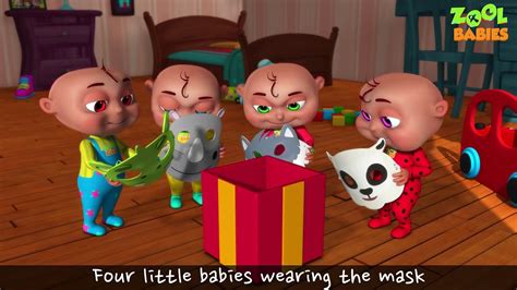 Five Little Babies Wearing Animal Masks Single Zool Babies Fun