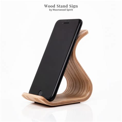 Handmade Wooden Iphone Stand For Desk Personalized Wood Cell Phone