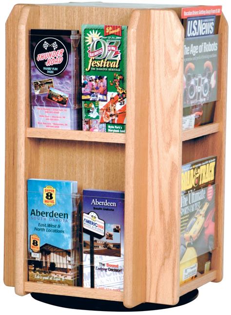 wooden literature holder rotating countertop brochure display