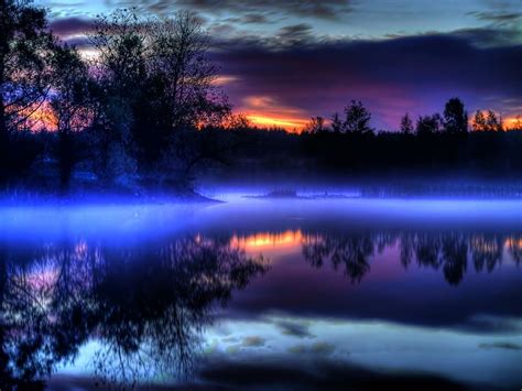 Beautiful Blue Soft Blue Mist Nature Lakes Hd Desktop Wallpaper