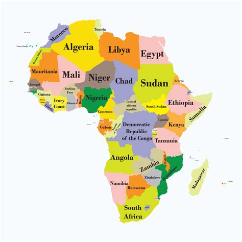 Map Of Africa Specifying Regions And Countries Free Vector 