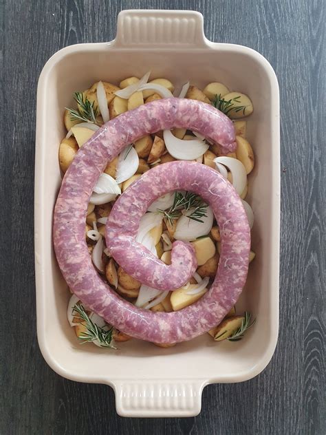 Saucisse de Toulouse pommes de terre et champignons