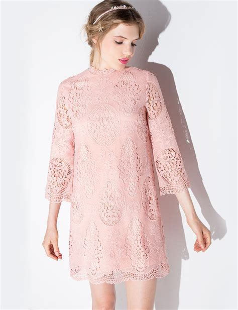 Lyst Pixie Market Blush Lace Scalloped Dress In Pink