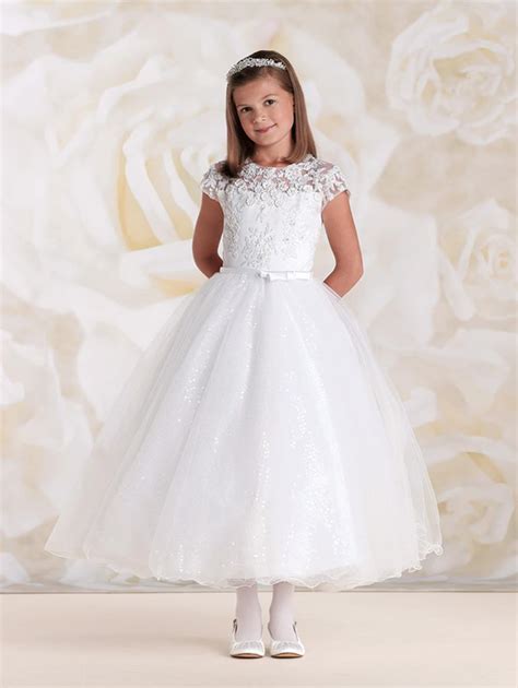 2015 Elegant White Holy First Communion Dress Sheer Neck