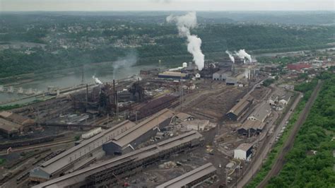 5k Stock Footage Aerial Video Of Us Steel Mon Valley Works Steel Mill