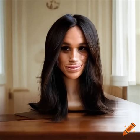 Display Of Meghan Markle Styling Head With Long Hair
