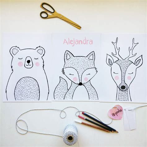 SET Animales de bosque, blanco y negro / Woodland ANIMALS SET. Black